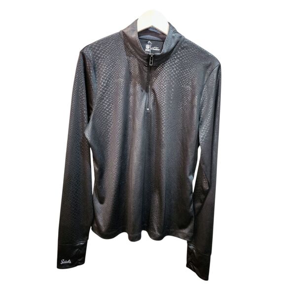 NEW ORLEANS Saints NFL Couture Logo Team L/S Faux Snake Print ¼ Zip Pullover Top - Picture 1 of 7